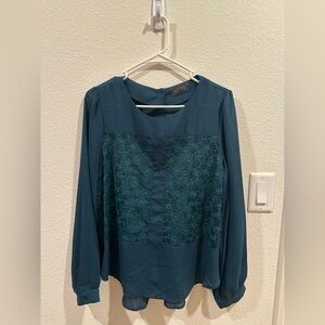 NWOT! ASTR Teal Long Sleeve Lace Blouse